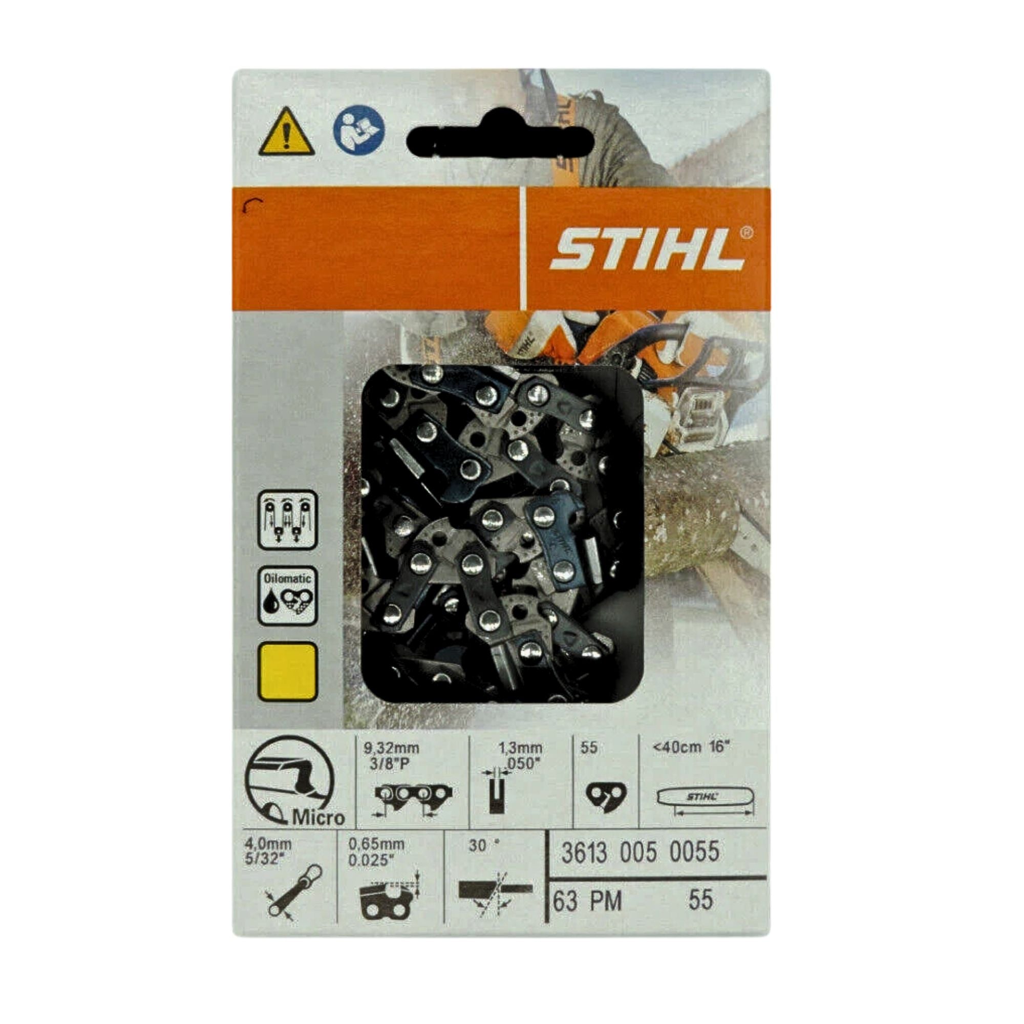 STIHL Oilomatic Picco Micro | 63 PM 55 | 16 in. | 55 Drive Links | Chainsaw Chain | 3613 005 0055 | Main Street Mower | Winter Garden | Clermont | Ocala