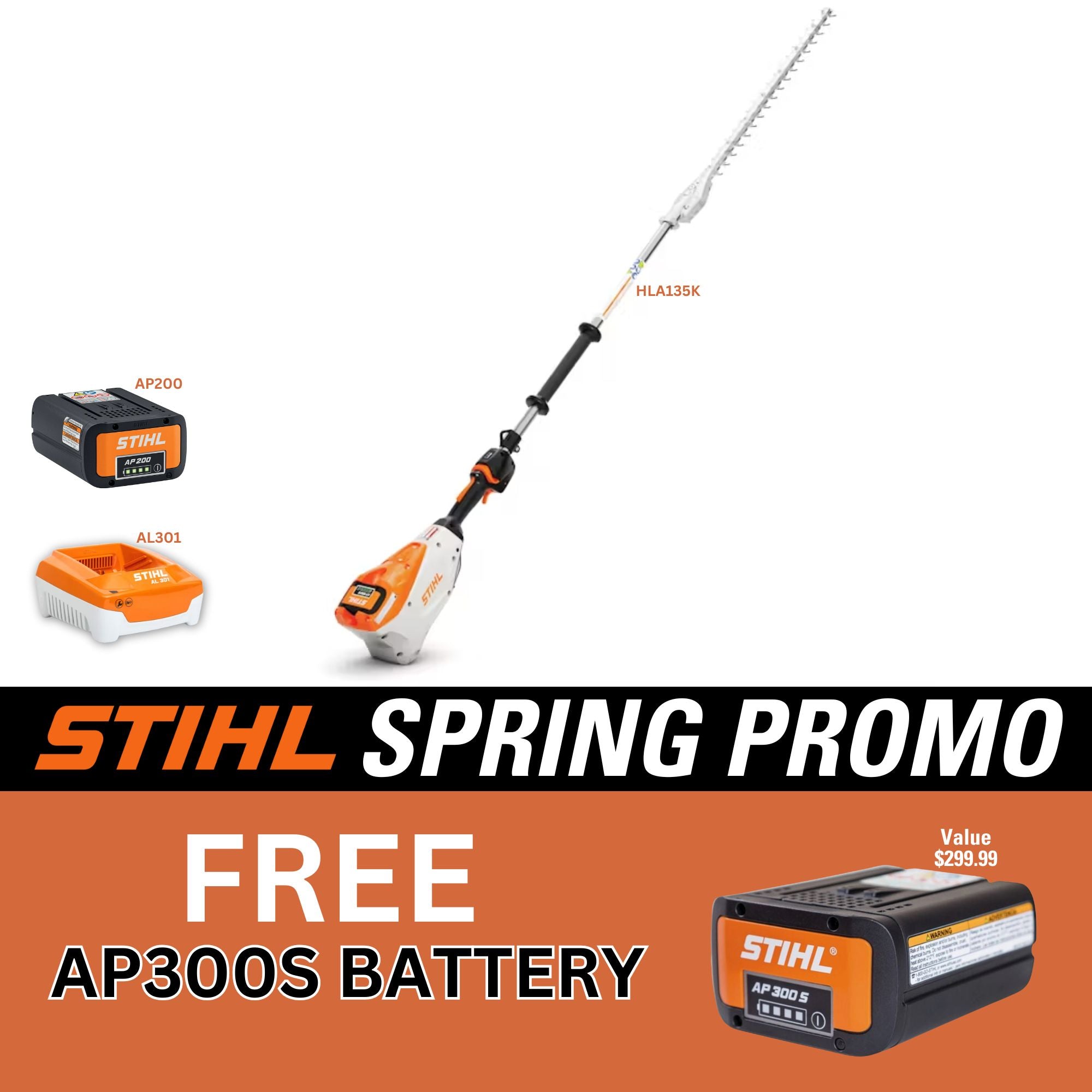 STIHL HLA 135 K (0°) Battery Powered Extended Reach Hedge Trimmer | FREE BATTERY PROMO