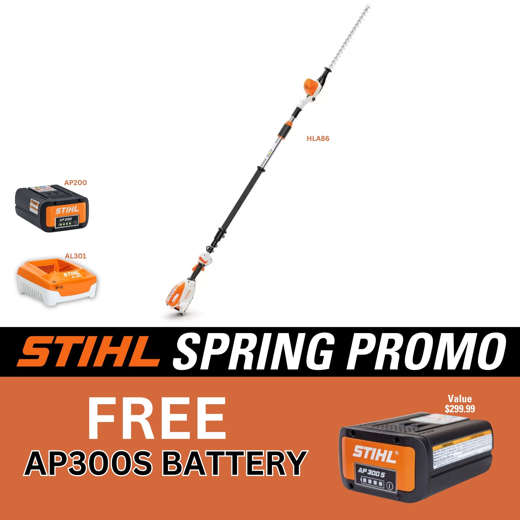 STIHL HLA 86 Telescopic Battery Powered Hedge Trimmer | FREE BATTERY PROMO