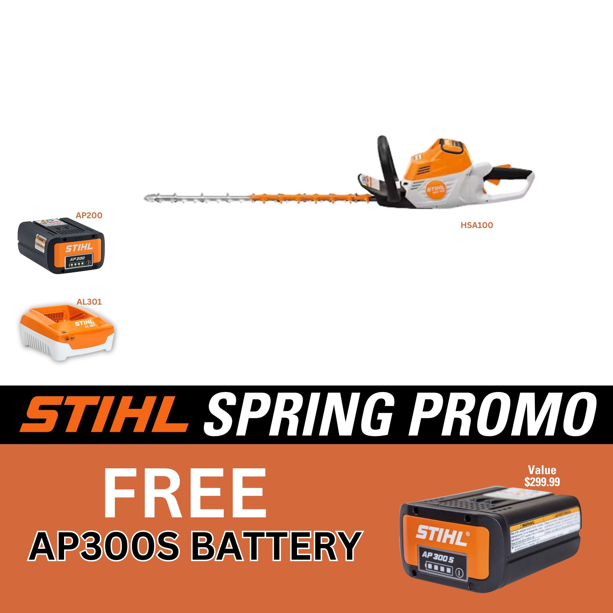 STIHL Commercial Grade Battery Powered HSA 100 Hedge Trimmer | FREE BATTERY PROMO