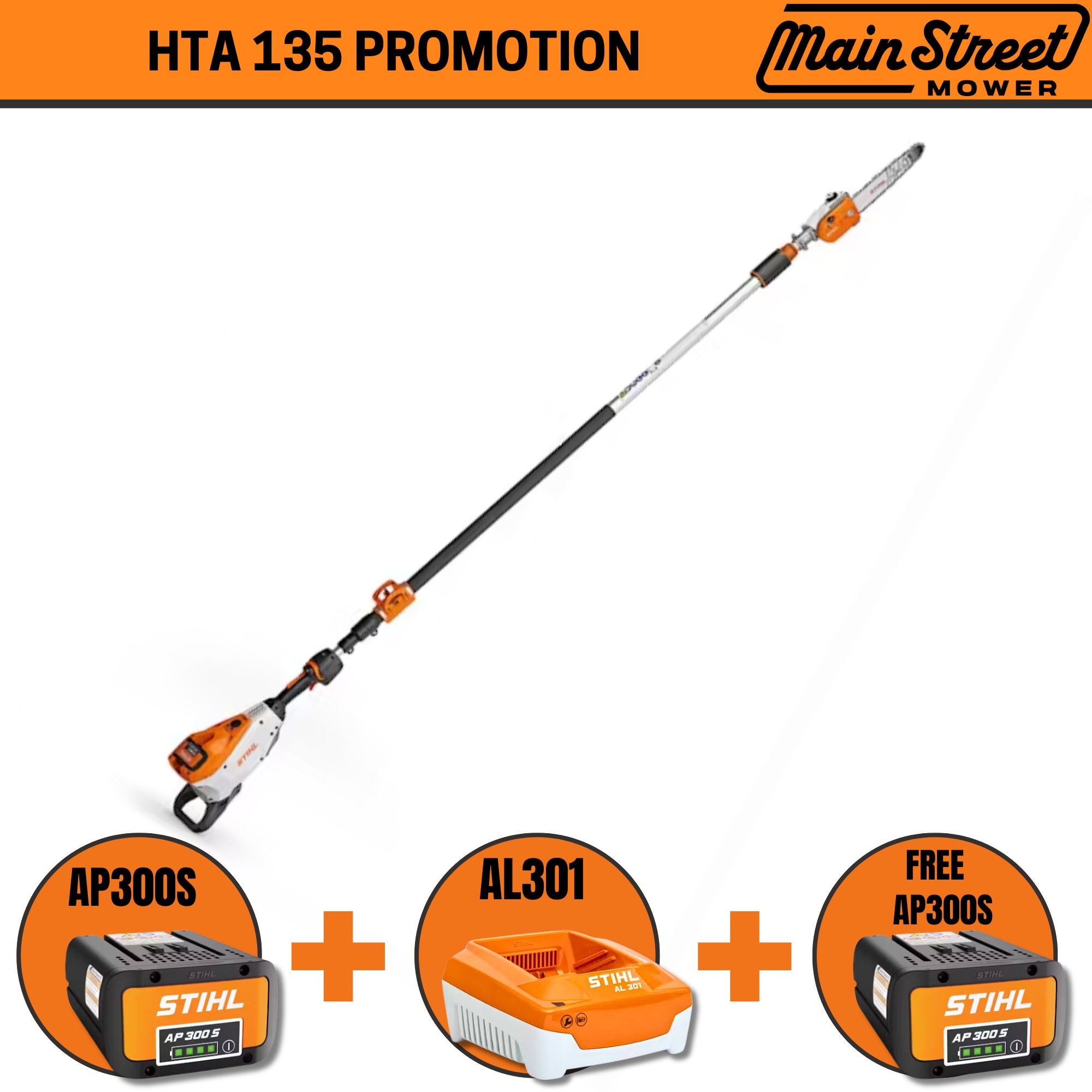 STIHL HTA 135 Telescopic Battery Powered Pole Pruner | Main Street Mower | Winter Garden | Clermont | Ocala