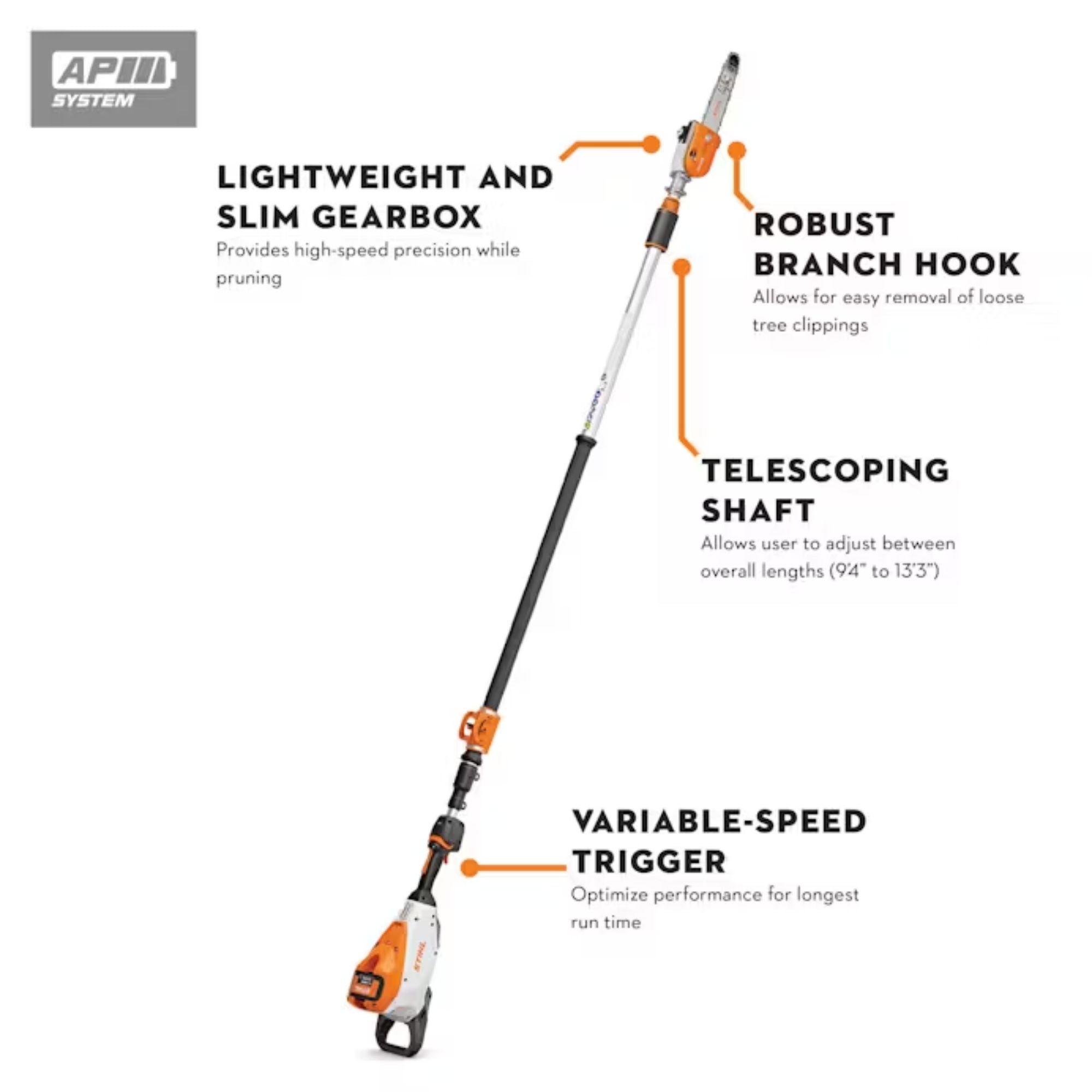 STIHL HTA 160 Telescoping-shaft Battery Powered Pole Pruner | Tool Only