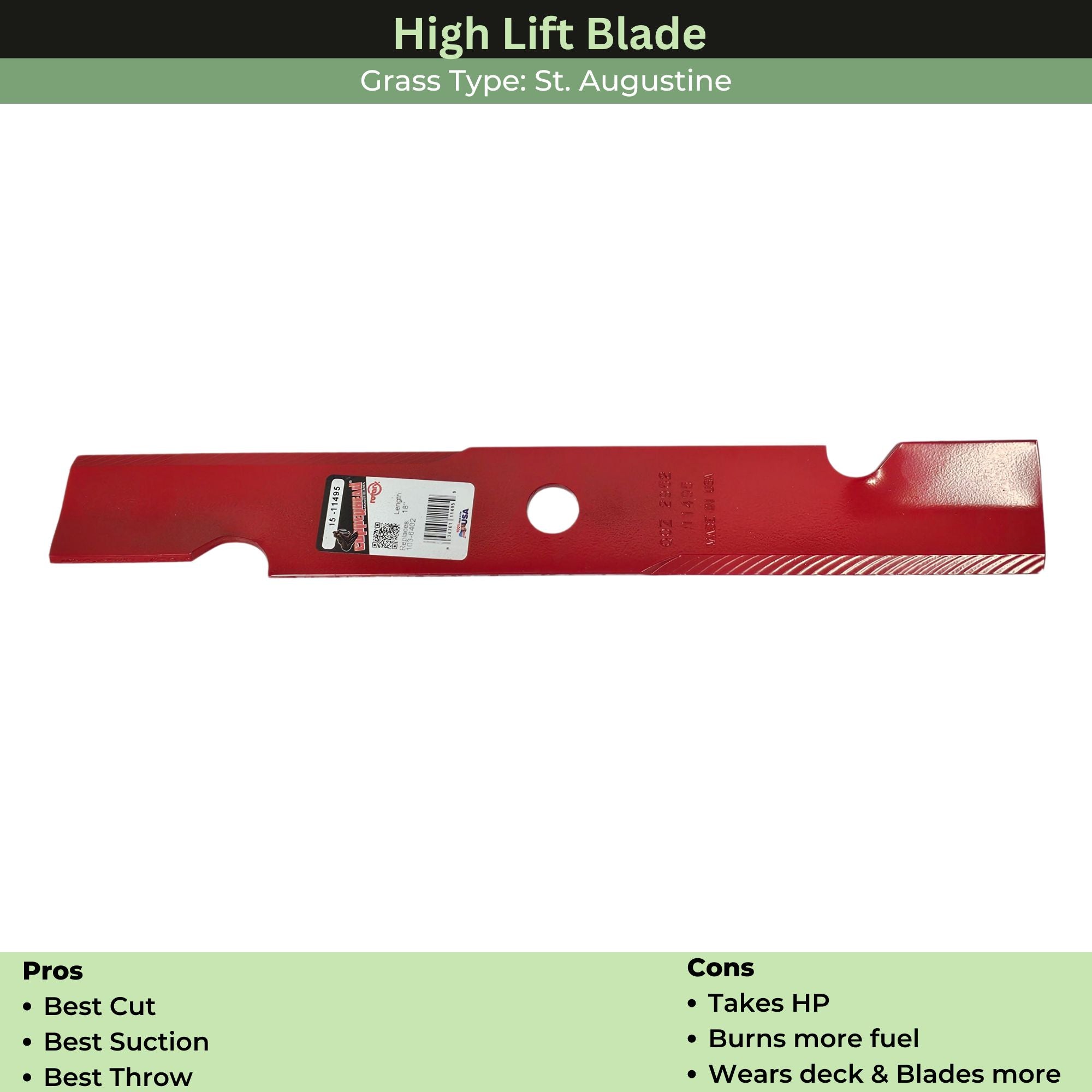 Rotary Hi-Flow Blade | EXMARK NOTCHED | 18 Inch | 11495 | Main Street Mower | Winter Garden | Clermont | Ocala