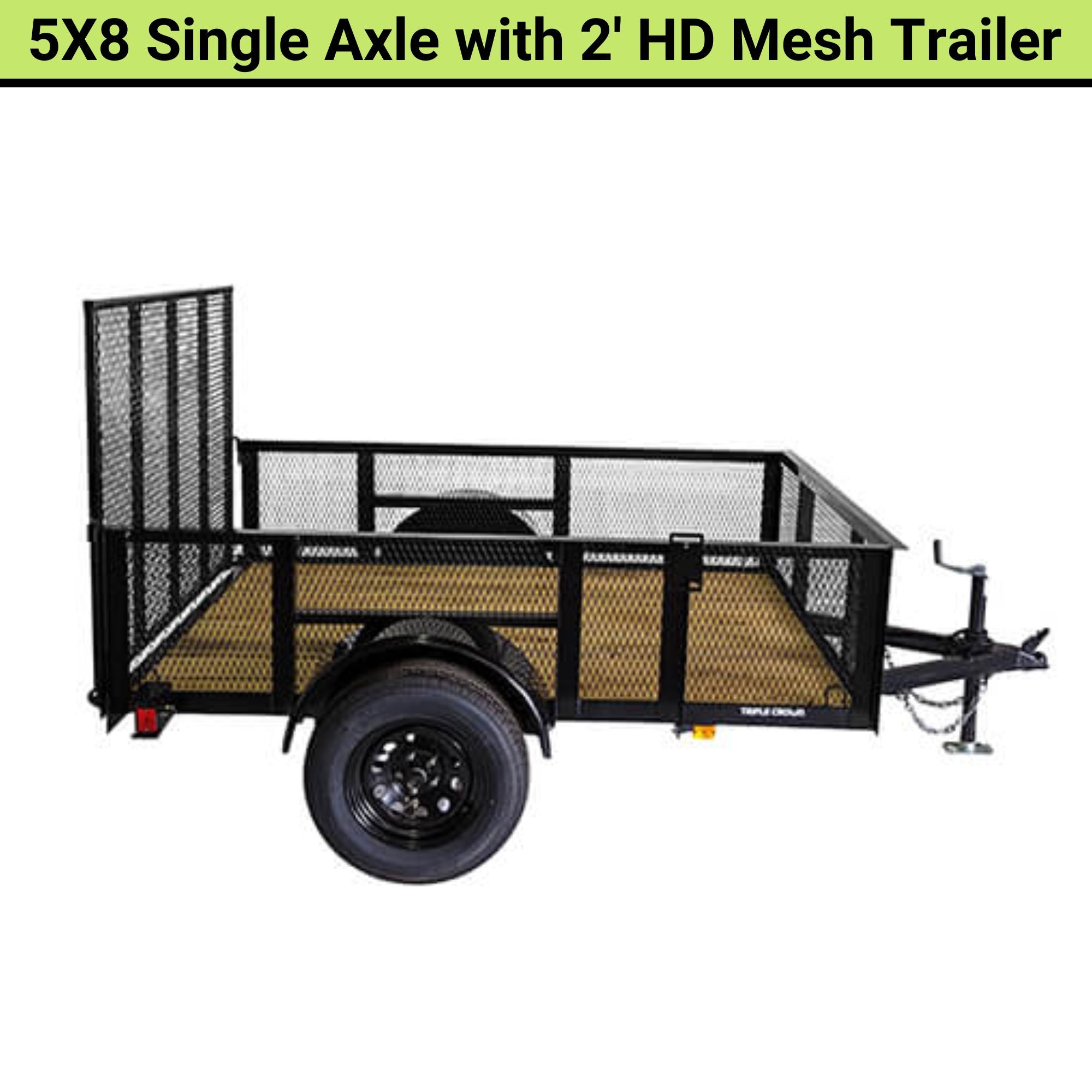 Triple Crown 5X8 Single Axle with 2? HD Mesh Utility / Landscape Trailer | 5X8SA2HDMESH