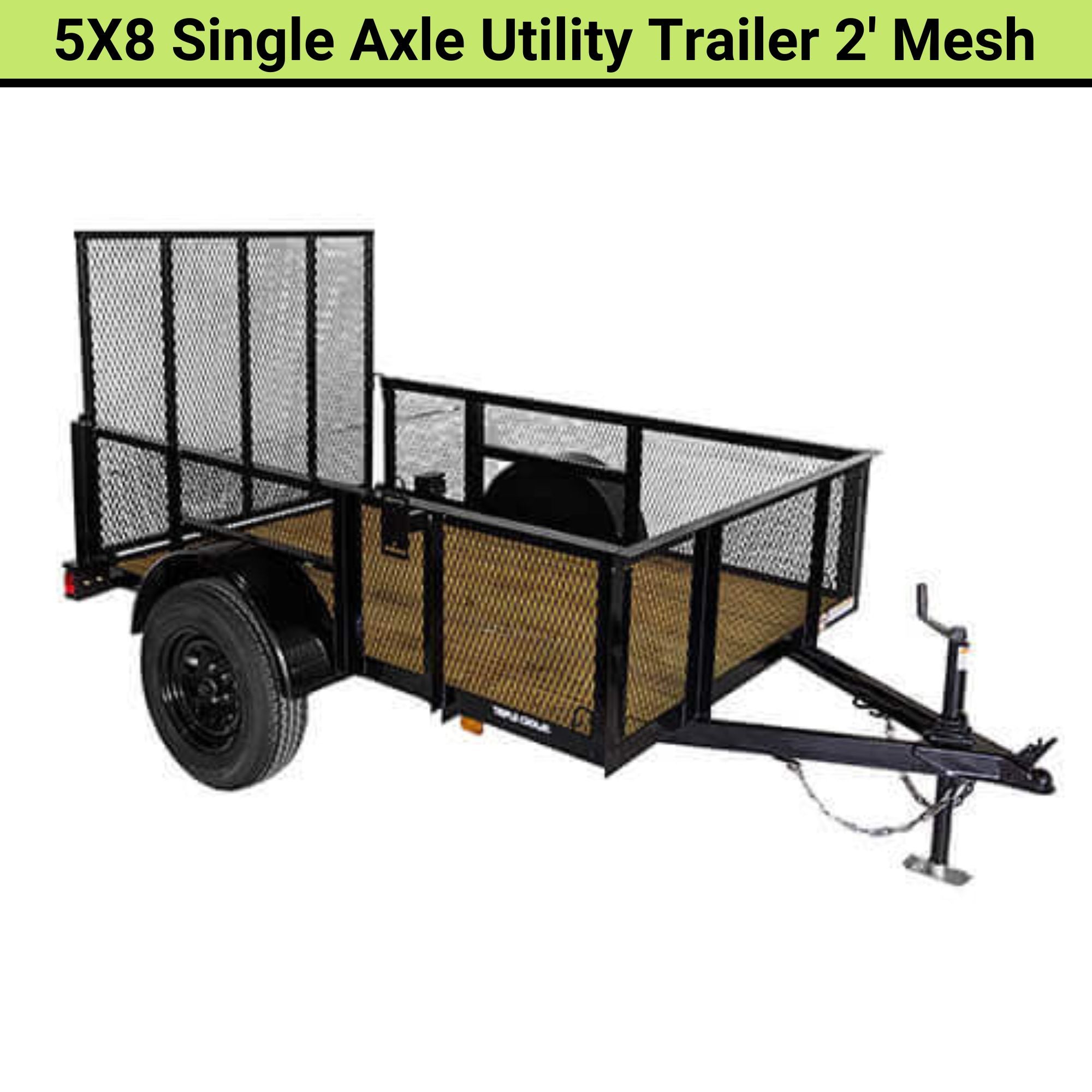 Triple Crown 5x8 Single Axle Utility Trailer | 2' Mesh | Black | U5X8S24M