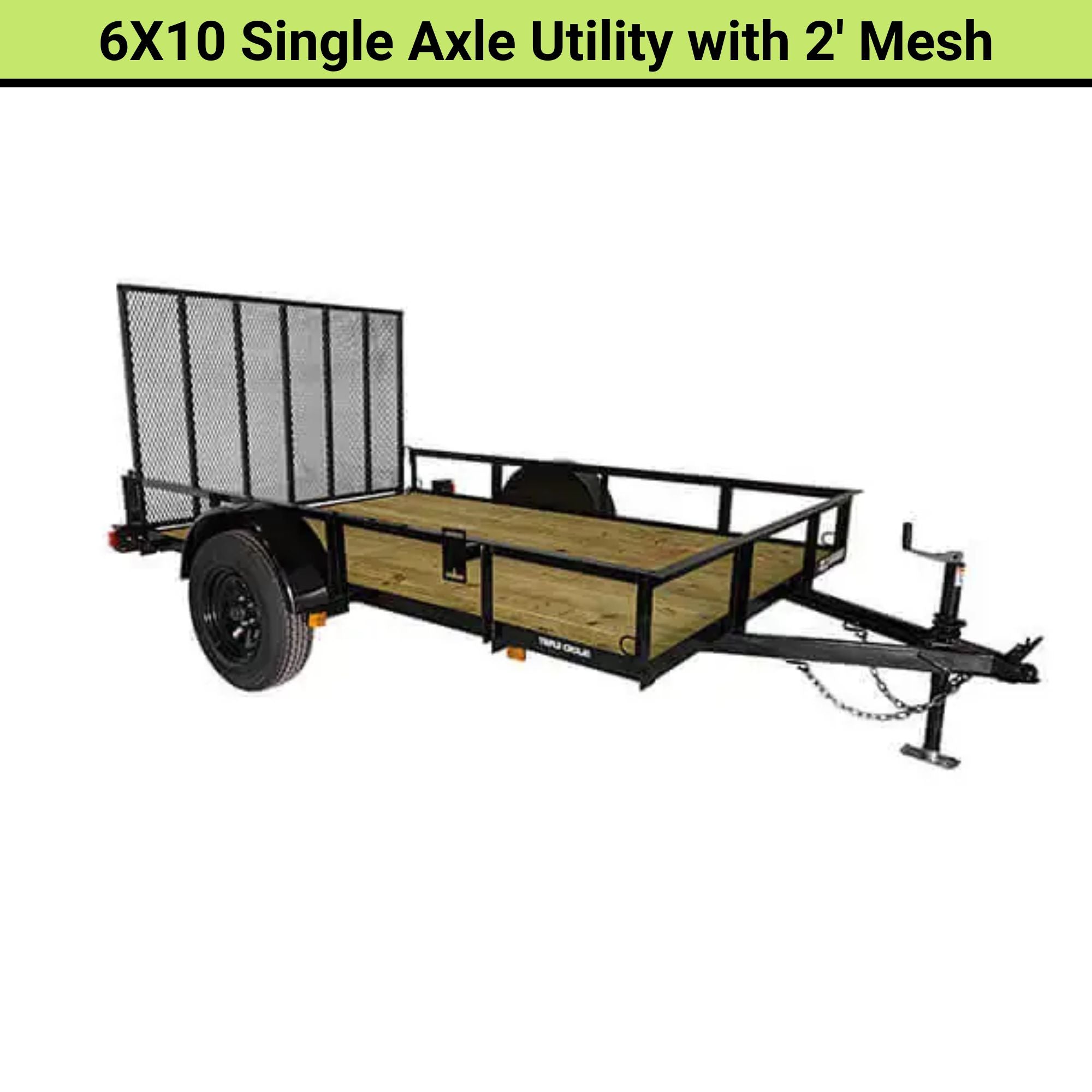 Triple Crown 6X10 Single Axle Utility with 2′ Mesh | U6X10S15O-6X10SAUT2MESH